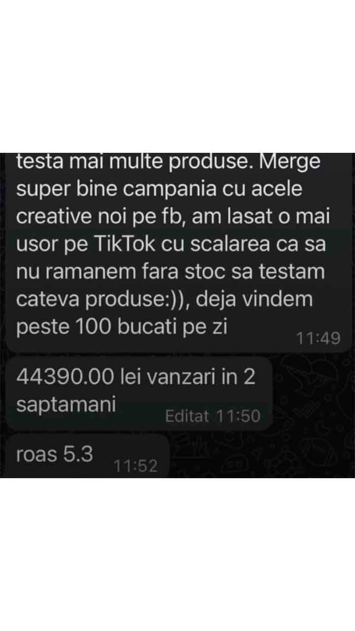 44,390 lei vânzări în 2 săptămâni