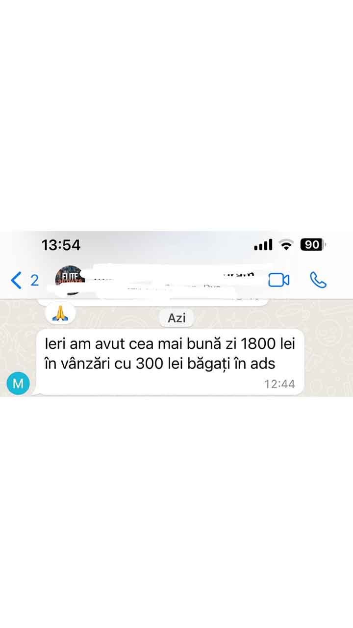 1,800 lei vânzări cu 300 lei ads